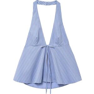 Zara Blue and Brown Striped Top